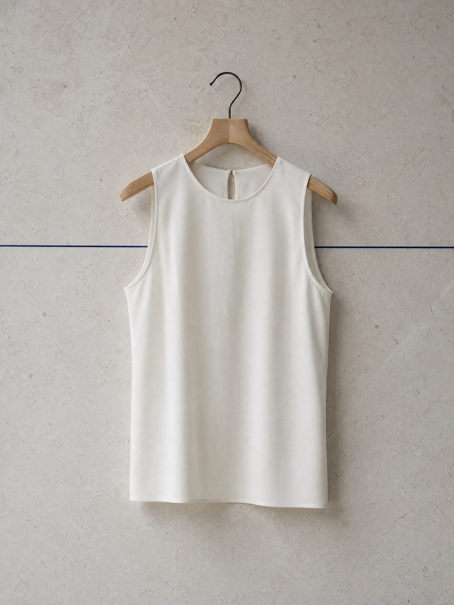 Sleeveless Crepe Shell in Ivory, product photo