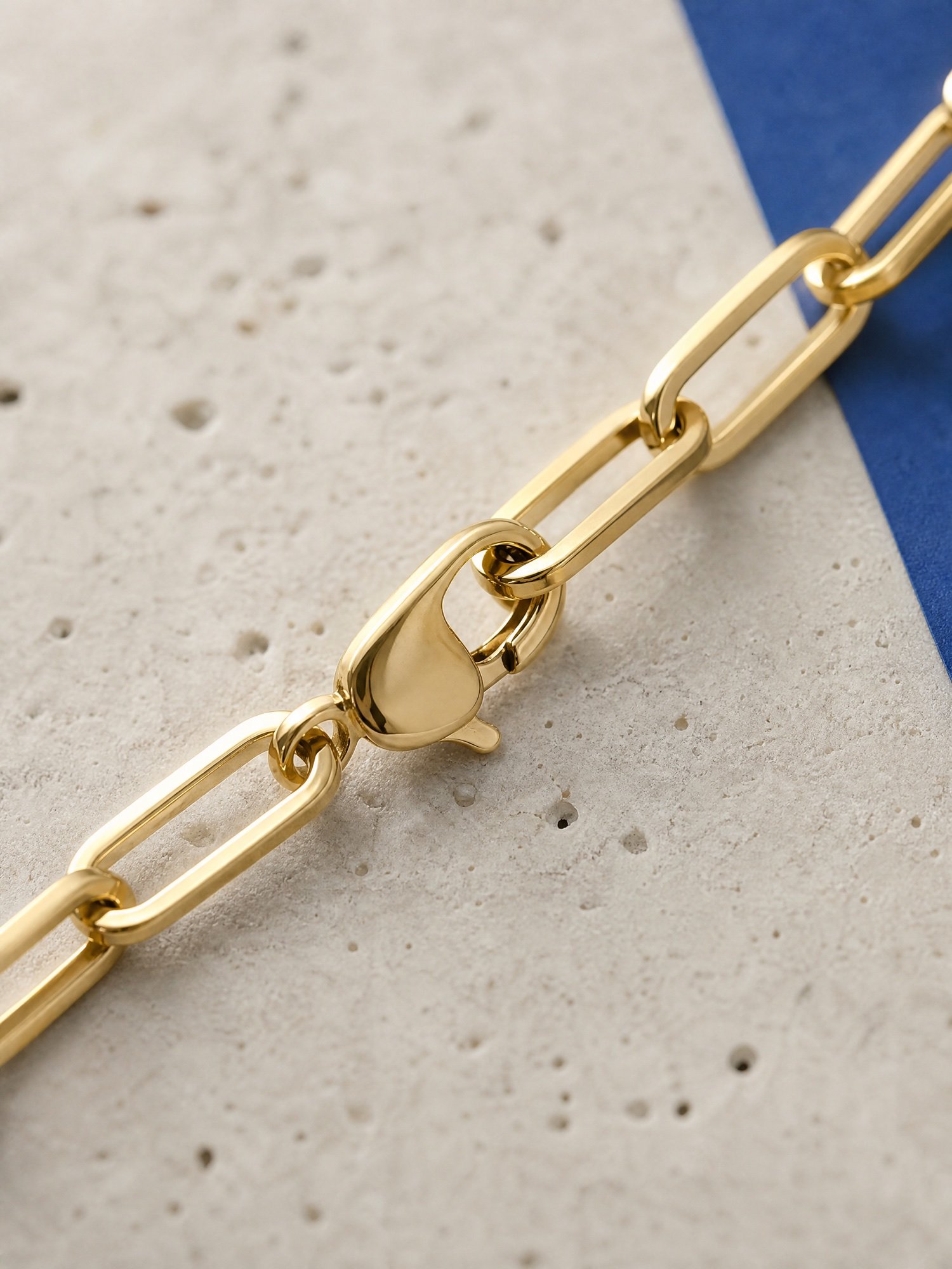 Paperclip Chain Necklace, Gold-Tone, close-up detail