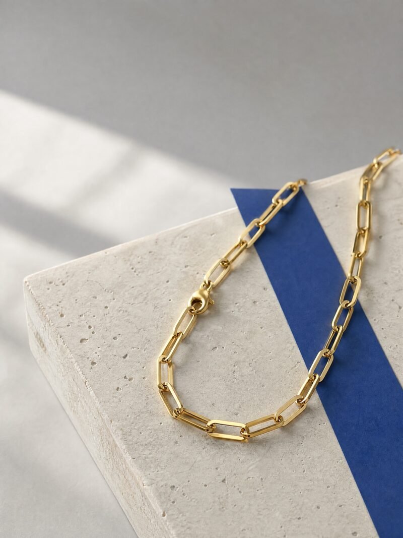 Paperclip Chain Necklace, Gold-Tone, product photo
