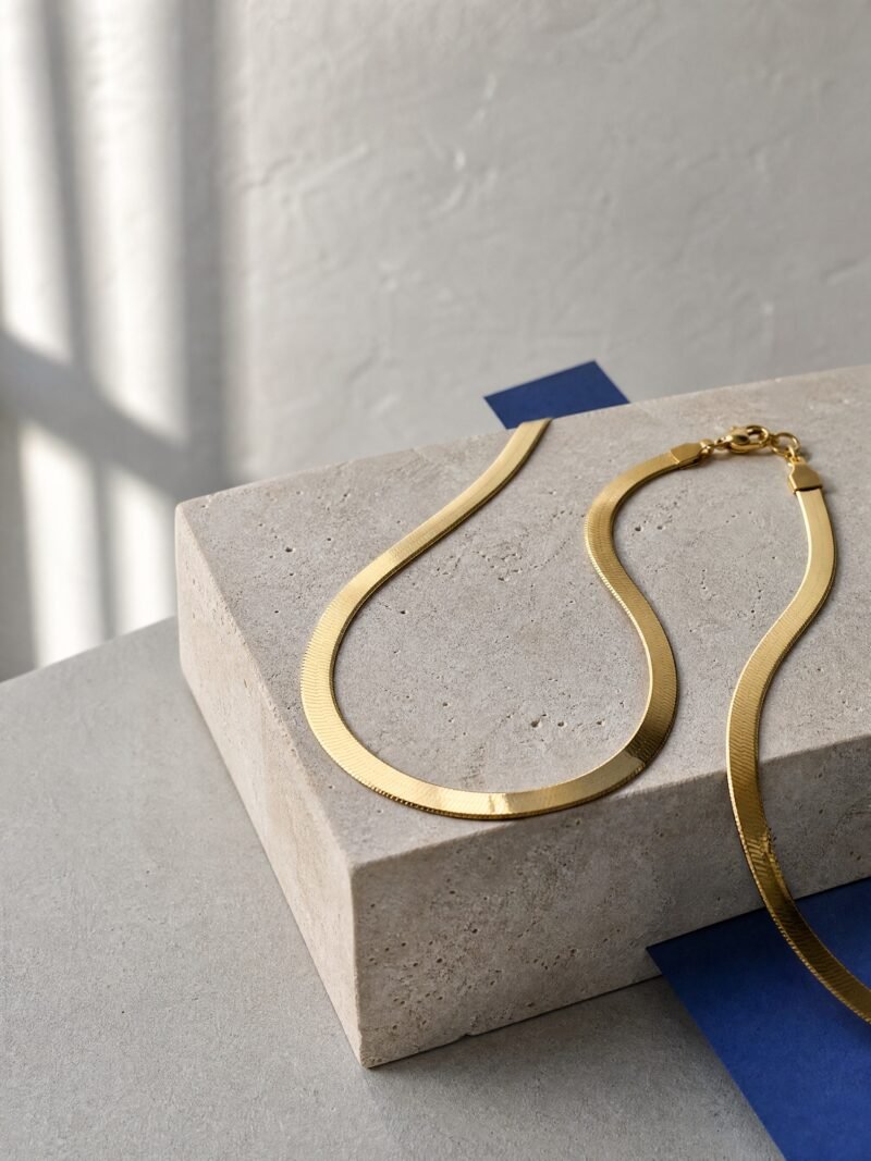 Snake Chain Necklace, Gold-Tone, product photo