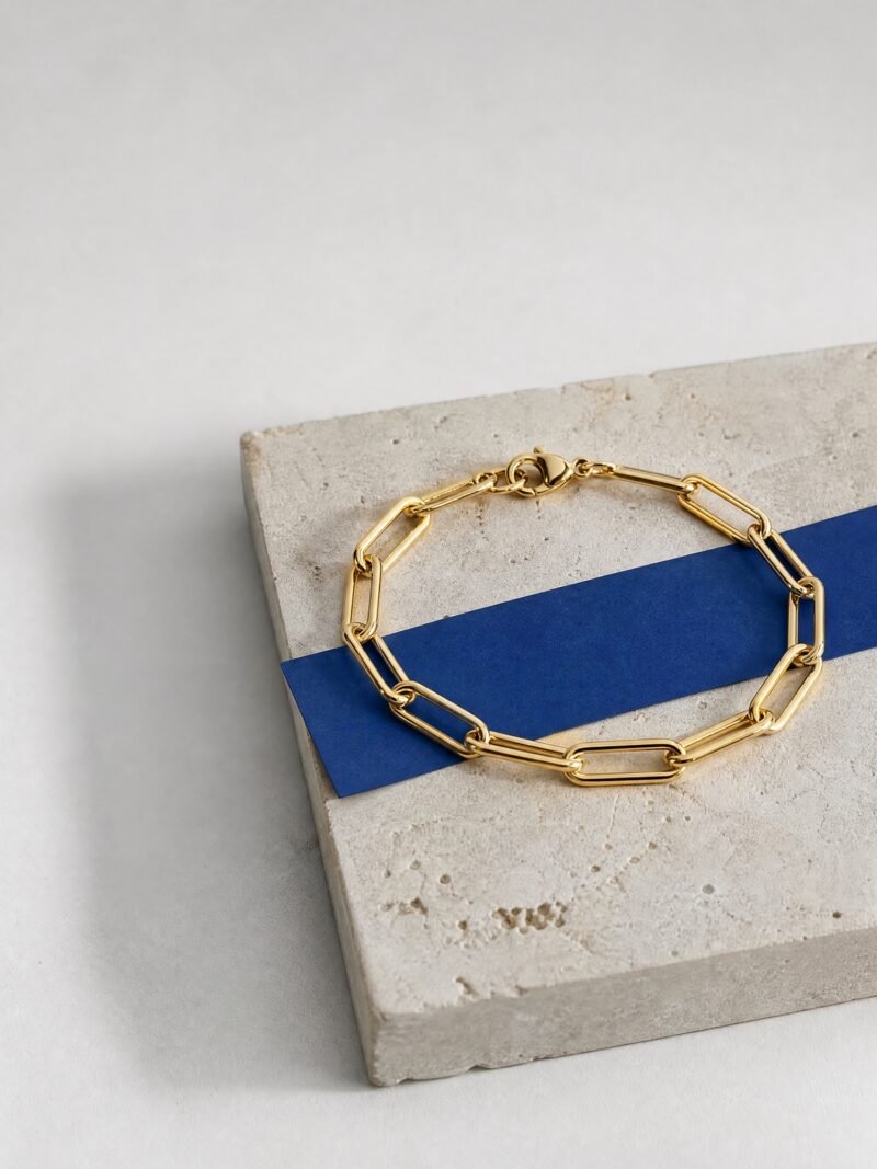 Paperclip Chain Bracelet, Gold-Tone, product photo