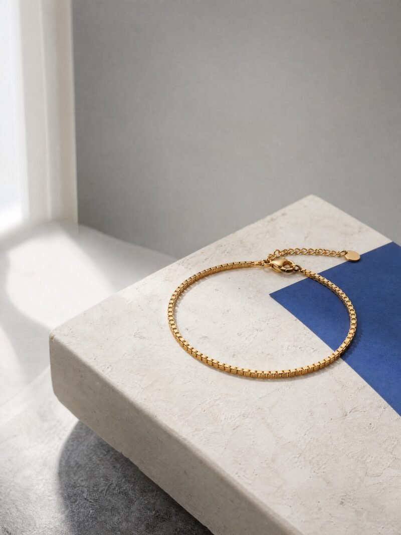 Box Chain Bracelet, Gold-Tone, product photo