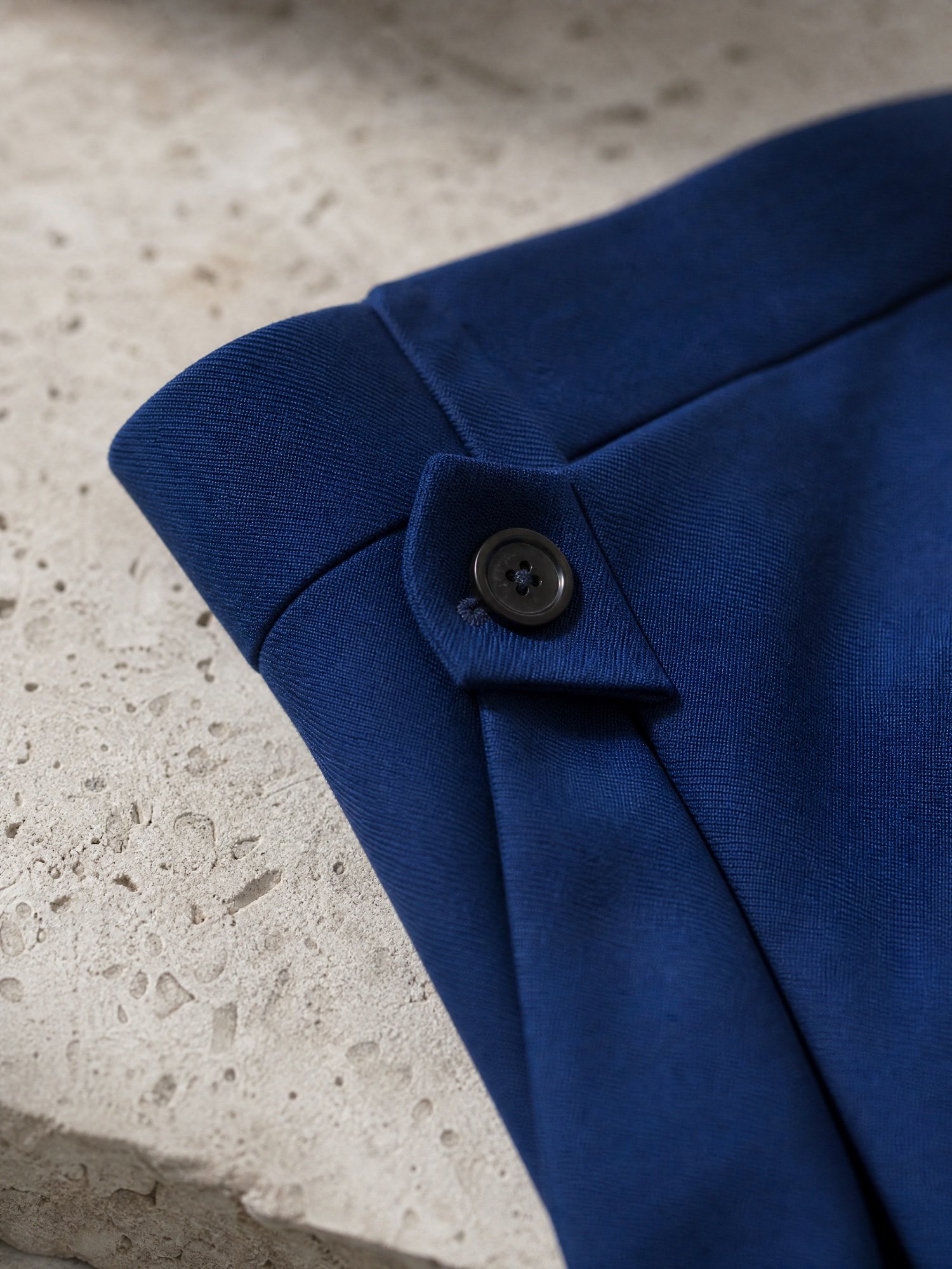 Side-Tab Culottes in Cobalt, close-up detail