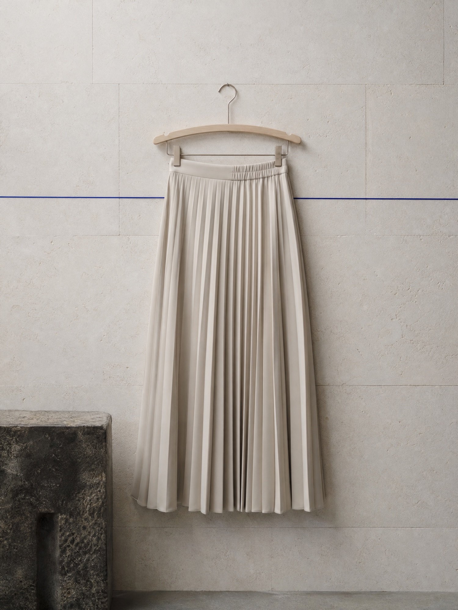 Pleated Midi Skirt in Stone, product photo