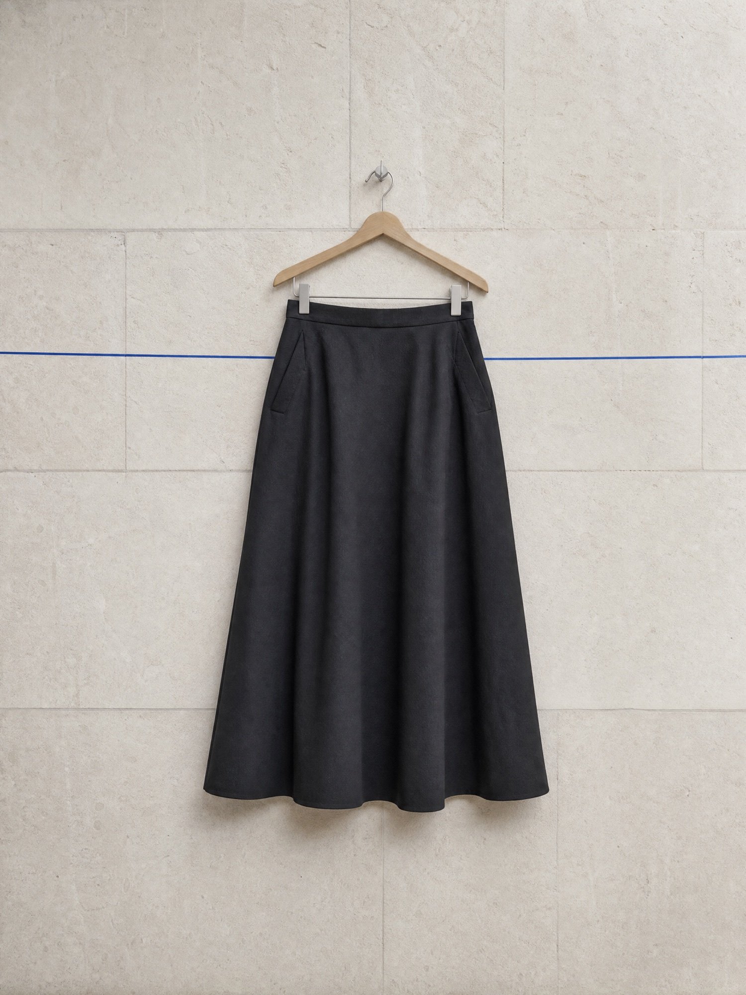 Twill A-Line Midi Skirt in Black, product photo