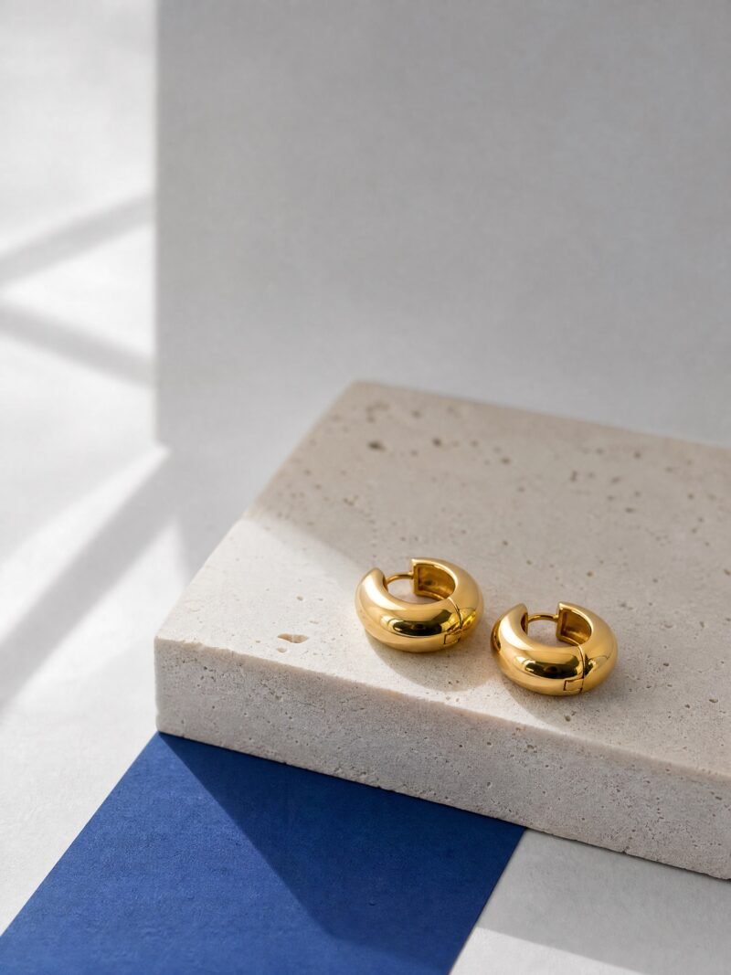 Mini Dome Huggies, Gold-Tone, product photo