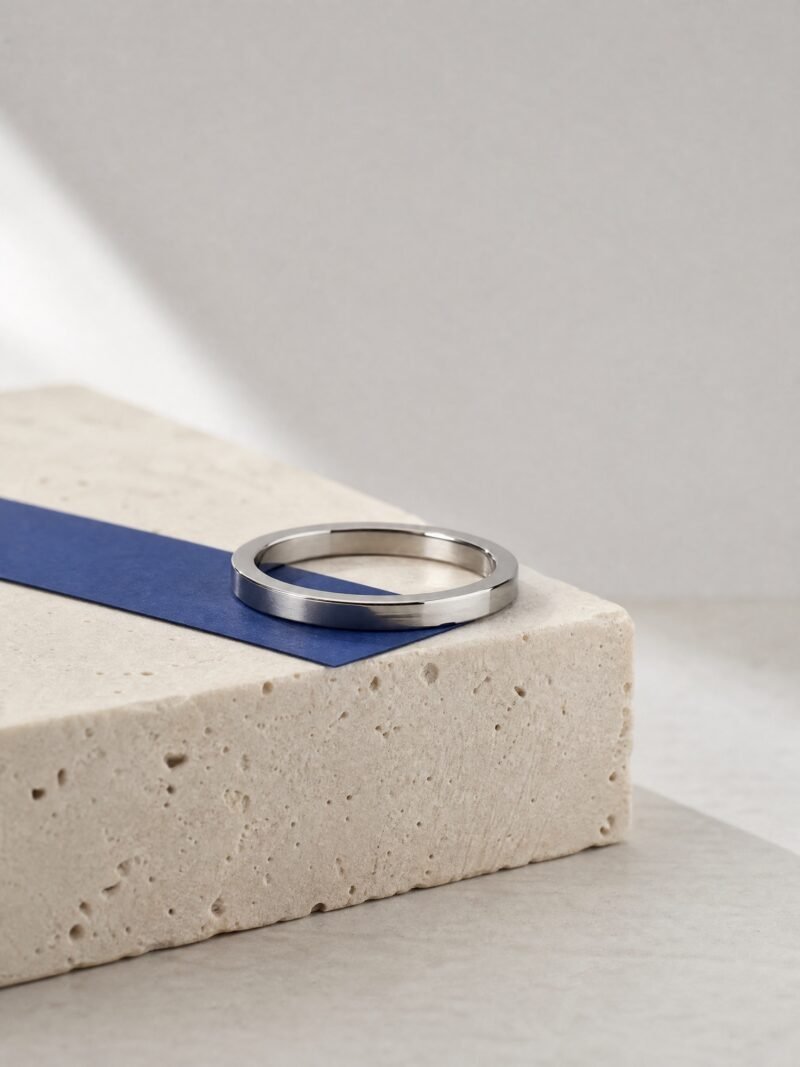 Flat Band Stacking Ring, Steel-Tone, product photo