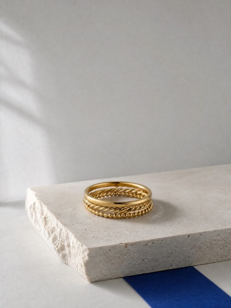 Stacking Ring Set of Three, Gold-Tone, product photo